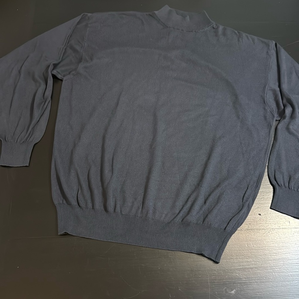 Poeta Moda Made in Italy Men Grey Cotton‎ Modal Mock Neck Sweater Large